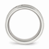 Sophia Jewelers Stainless Steel Black CZ Ridged Wedding Band